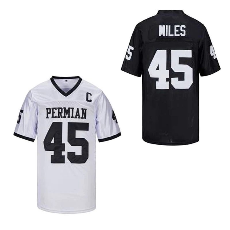 

American Football jersey PERMIAN 45 MILES Sewing White Black Captain patch Embroidery Outdoor Sports Mesh Ventilation 2023 New