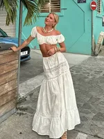 Lace Skirt Set Dress Summer Women Beach Holiday Sexy Cotton Matching Set Outfits Spring White 2 Pcs Vestidos Female Set 2025 - Image 2