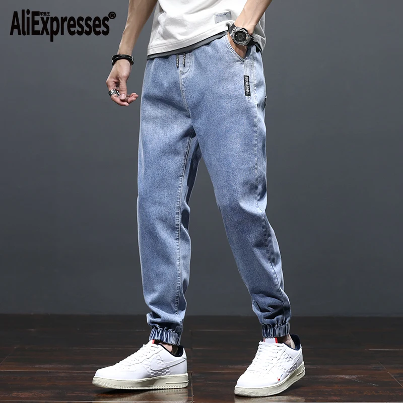 

Korean Autumn 2022 Black Blue Cargo Jeans Men Streetwear Denim Jogger Pants Men Baggy Harem Jean Trousers Y2k Pants Clothing