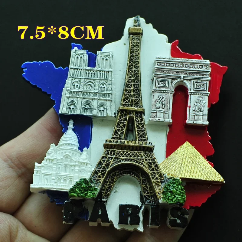 New Design Europe Travel Souvenir Resin Fridge Magnets Paris France Creative Refrigerator Sticker Decor Gift for Family