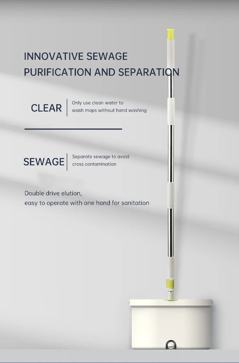 Mop Floor Clean Mop Household Hand-Free Rotary Mop Cleaning Hand Pressure Water-Absorbing Wet And Dry Dual-Use Flat Top Mop Set