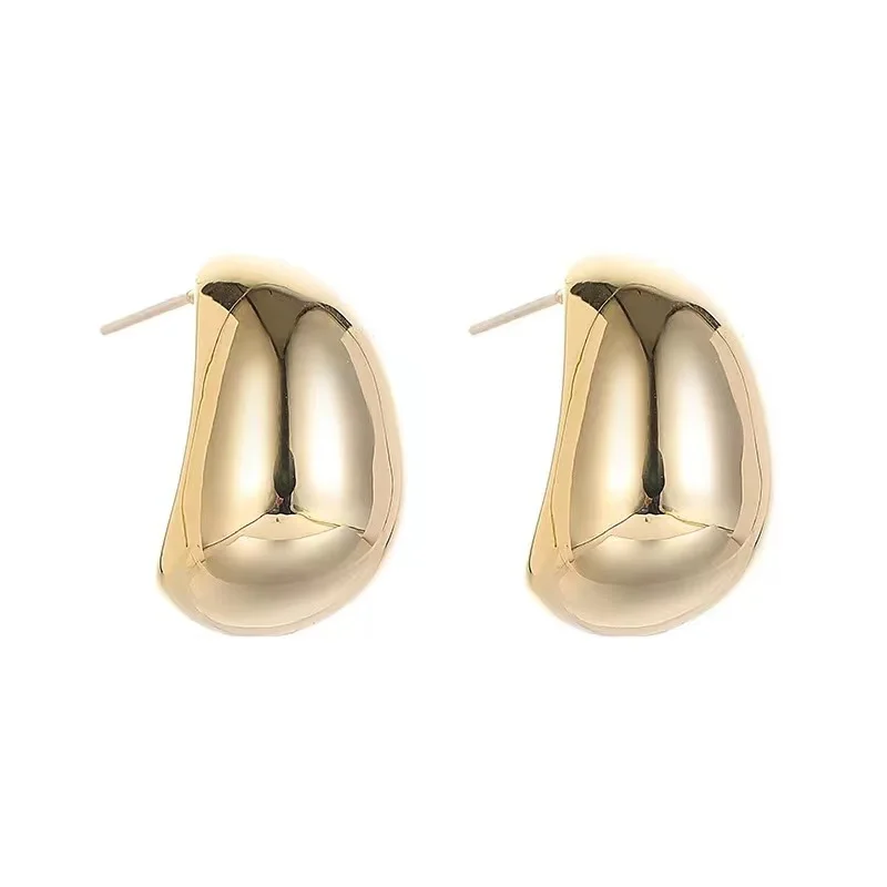 Pea Shaped Copper Alloy Gold Color Drop Earrings Woman 2025 Korean Fashion Jewelry Goth Party Girls Unusual Accessory drop earrings long earrings golden earrings dome teardrop earrings