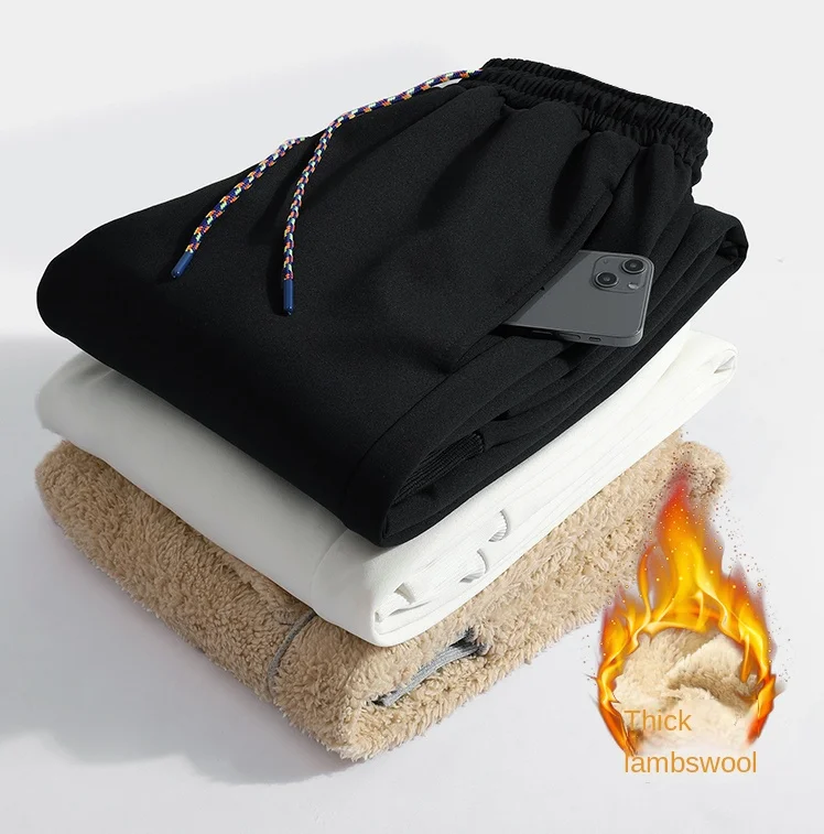 Winter Warm Lamb Wool Cotton Pants Men's Casual Thermal Sweatpants Men's Pants Fashion High Quality Casual Jogging