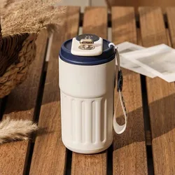Smart Thermal Coffee Mug with Temperature Display & Leakproof Flip Lid - 450ML (Blue)