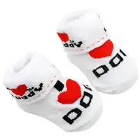 Cute Baby Cotton Socks White I Love Mum/Dad 0-6 Months Newborn Infant Boys Girls Leg Warmer Socks 1