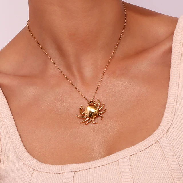 18k Solid Gold Diamond Crab Pendant Necklace Cancer Zodiac Pendant Necklace  For Sale at 1stDibs | crab necklace meaning, swarovski crab necklace, louis  vuitton crab pouch