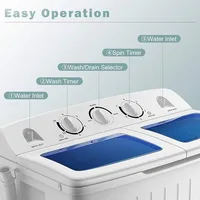 COSTWAY Portable Washing Machine, Twin Tub 20 Lbs Capacity, Washer(12 Lbs) and Spinner(8 Lbs), Durable Design, 6