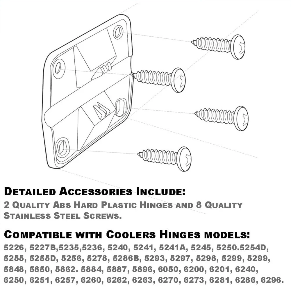 Cooler Hinges Screws Set Cooler Plastic Hinge Set with Screws Camping Coolers Plastic Hinges for Coolers
