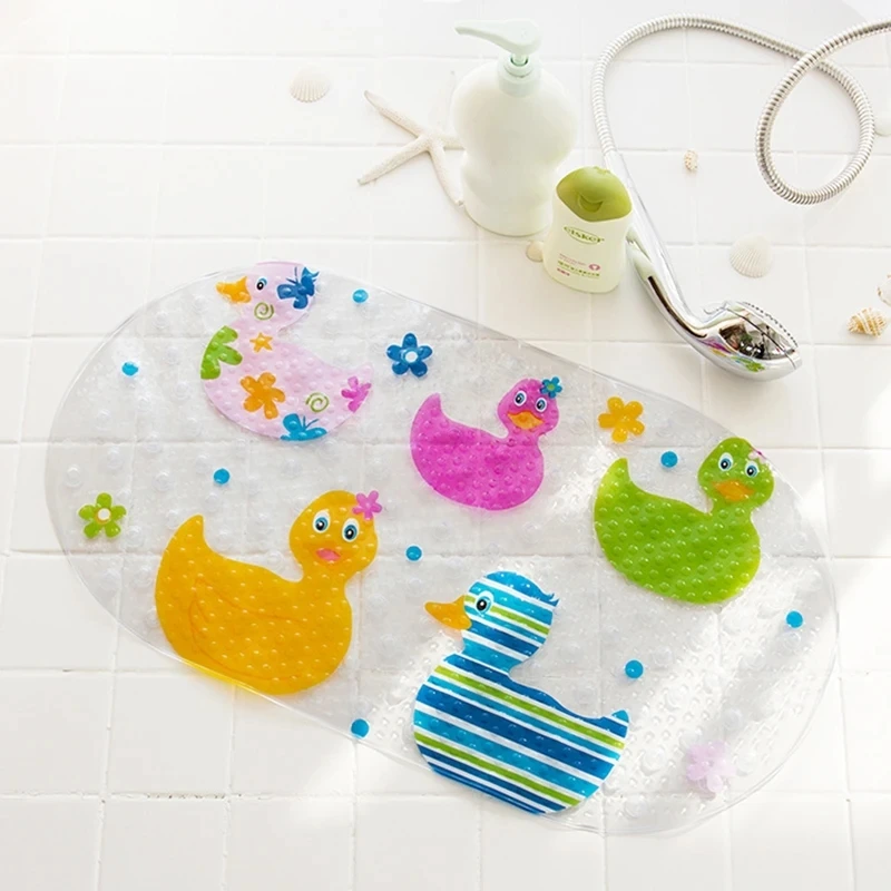 Cute Cartoon Anti-Slip PVC Bath Mats With Sucker 38cm*69cm Bathroom Multi-Color Carpet Bathtub Non-Slip Shower Soft Massage Pad