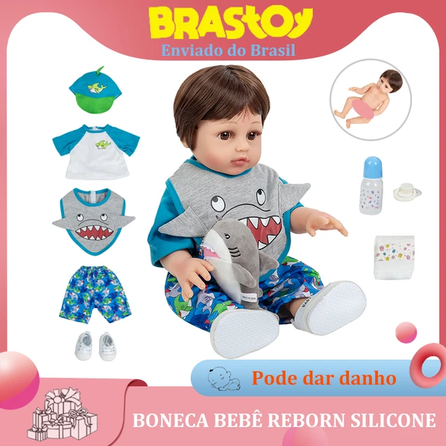 Brastoy Bebê Reborn Boneco Silicone Menino Infantil 48cm