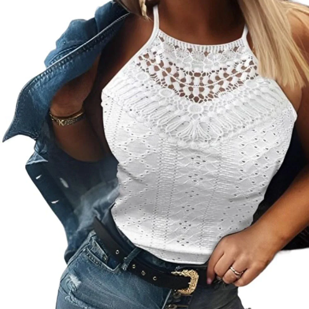 Women Sleeveless Lace Tank Tops Sexy Camis