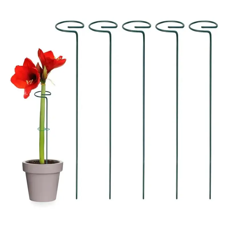 5pcs, 16inch Garden Plant Stakes Plant Support Structure, Garden Metal Single Stem Flower Support Stakes, Planting