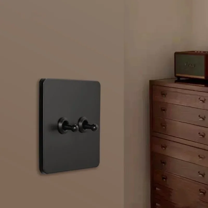 Depoguye Preto do Vintage Europeu Interruptor da Lâmpada Soquete de Alternância Placa Interruptor de Luz Parede Univeral Alta Qualidade Aço Inoxidável