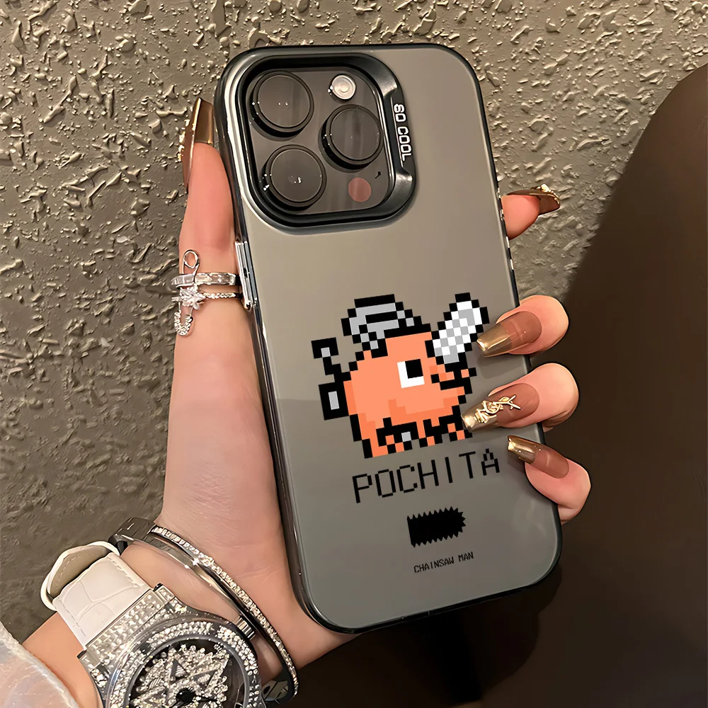 Lovely Pixel Chainsaw Man Phone Case - Anti-Fall Matte Back Cover