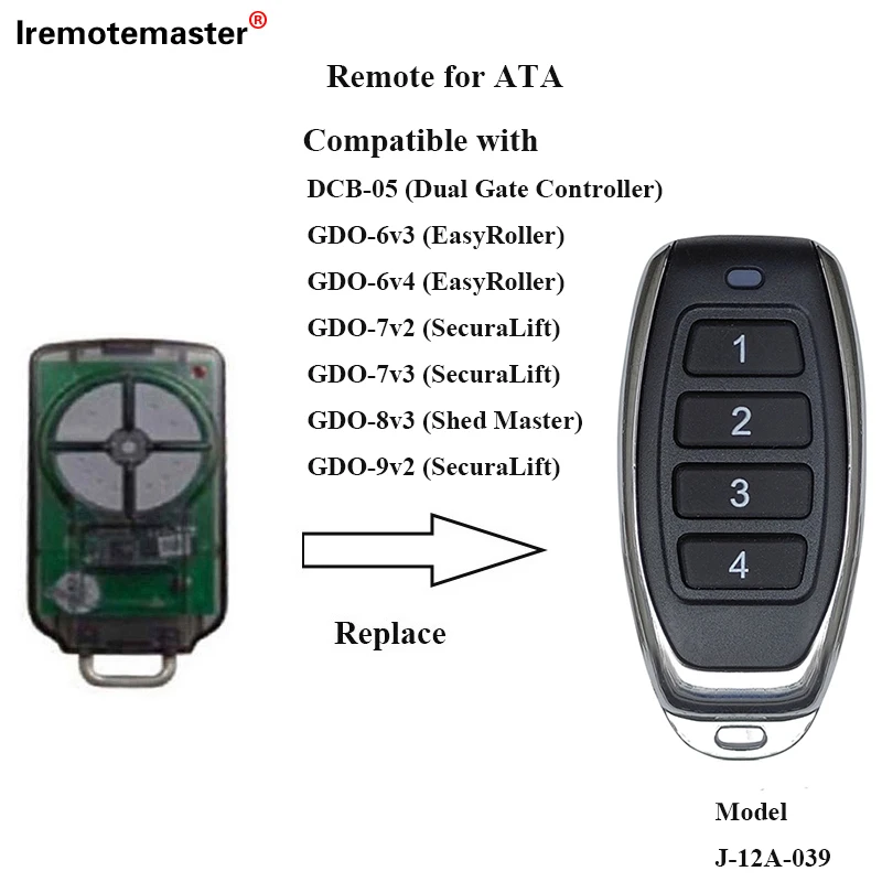 Programming ATA PTX5 PTX-5v1Garage Door Remote Control Duplicator 433.92MHz Garage Door Command Opener Key