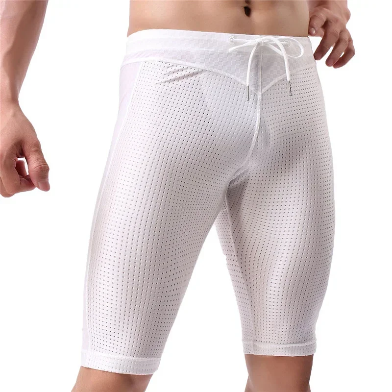 Sexy Mesh Board Shorts for Men Quick Dry Long Boardshorts Beach Surf Shorts Bathing Suit Men's Long Trunks GYM Sport Short Pants