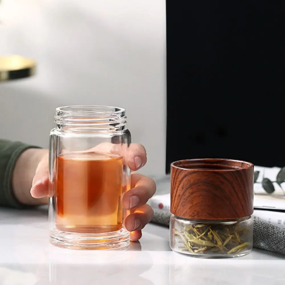 200ML Tea Water Bottle High Borosilicate Glass Double Layer Tea Water Cup Infuser Bottle With Filter Tumbler Drinkware