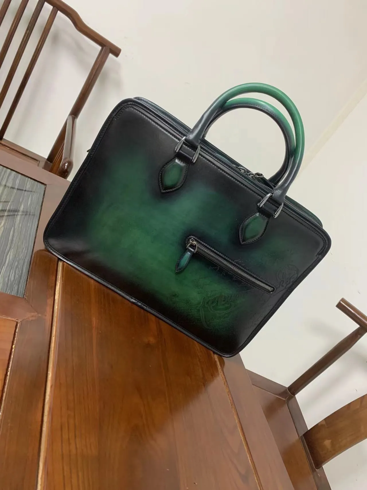 

Handmade Men'S Briefcase Business Casual Diagonal Span Laptop Bag