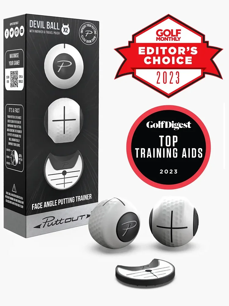 PuttOUT Devil Ball Golf Putting Trainer Square Face Golf Practice Ball Swing Perfect Devilball Sports Fitn Fans Supplies