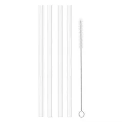 Reusable Plastic Straw with Cleaning Brush (4Straws with 1Brush)