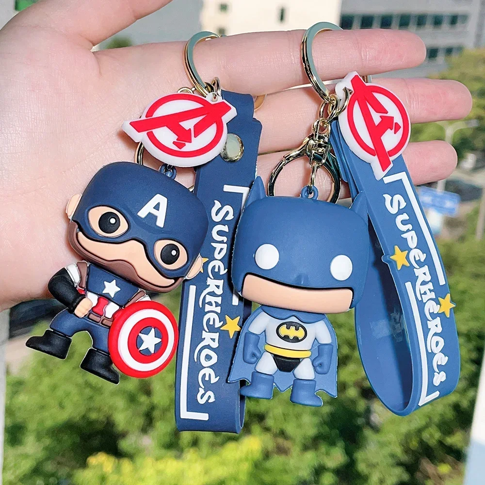 

Superheroes Keychain Silicone Bag Keyring For Women Spider Man Key Holder Car Hanging Accessories Jewelry Gifts