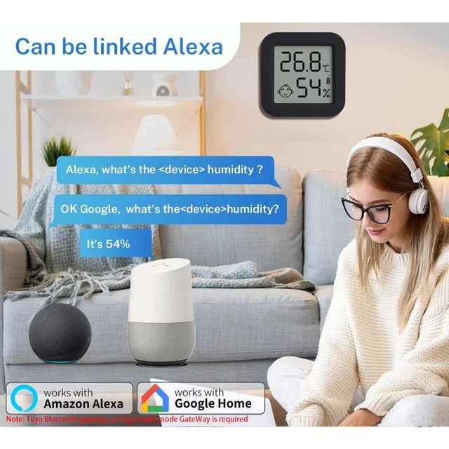 Tuya Temperature Humidity Sensor Remote Monitoring Bluetooth-Compatible 5.0 APP Via Smart Life for Smart Home Work with  Alexa 2