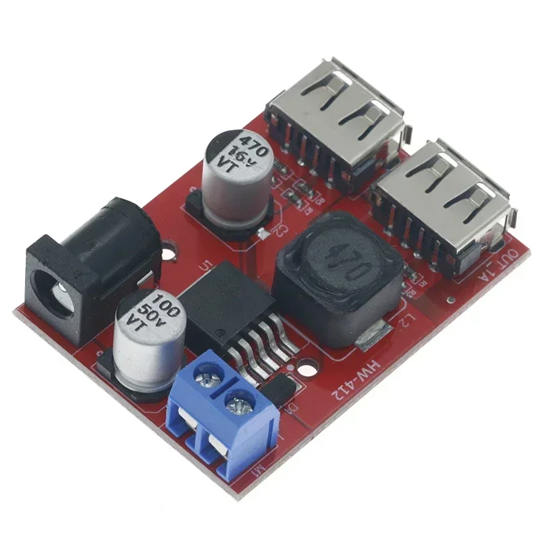 LM2596 LM2596S 듀얼 USB DC-DC 9V 12V 24V 36V 5V 3A 스텝다운 벅 컨버터 보드 차량용 충전기 태양광 전원 공급 모듈