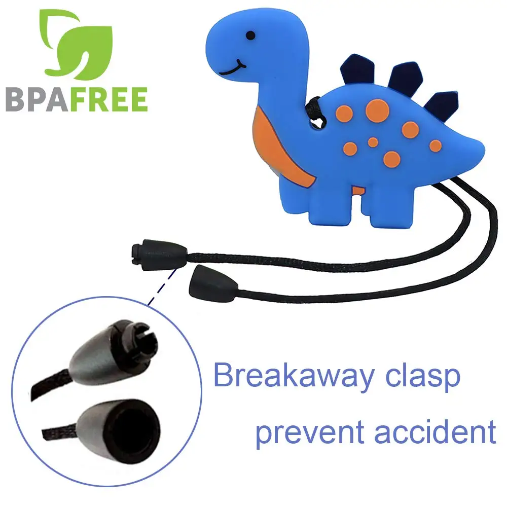 Silicone Teething Toys Teething Toys 2pcs Silicone Dinosaur Chewy Toys Chew Necklaces for Sensory Kids for Boys with Autism Chewing Necklaces Anxiety Reduce