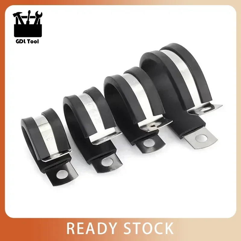 10pcs Stainless Steel Rubber Lined P Clips Hose Pipe Clamp Cable ...