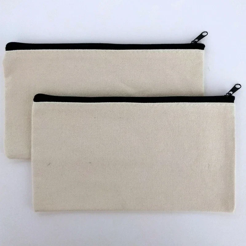 Black White Canvas Coin Money Pouch Small Toiletry Brushes Makeup Organizer Students Stationery Pencil Bag DIY Craft Storage Bag 4