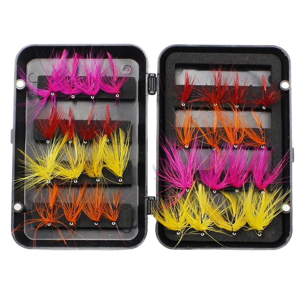 

32/24PCS/Box Insects Flies Fly Fishing Bait Lures Trout/Steelhead/Salmon/Bass Bait With Super Sharpened Crank Hook