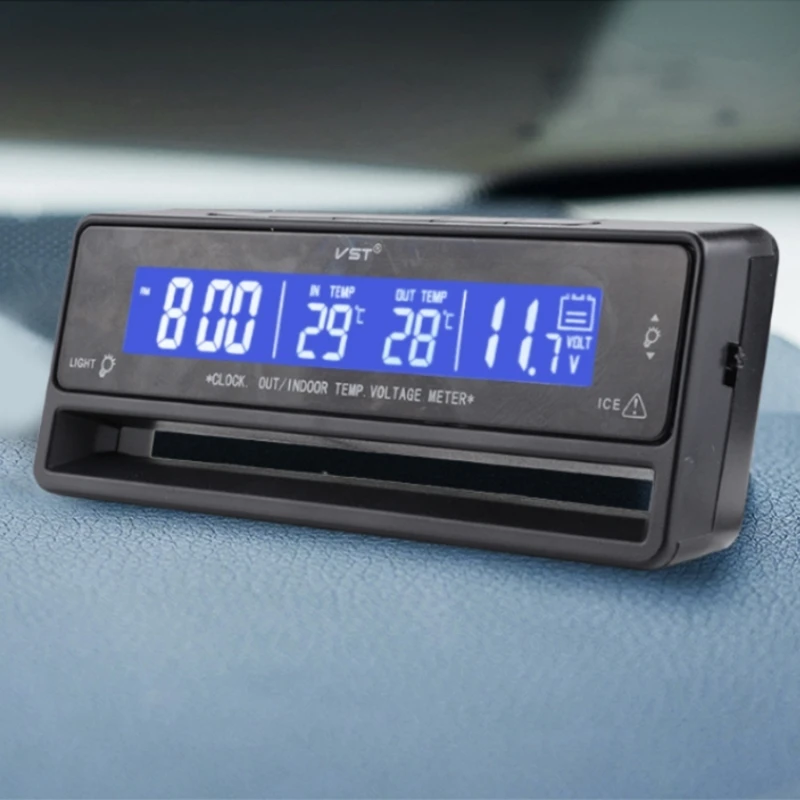 Indoor Outdoor Car Voltmeter Thermometer Multifunction Men Car Outdoor Traveling