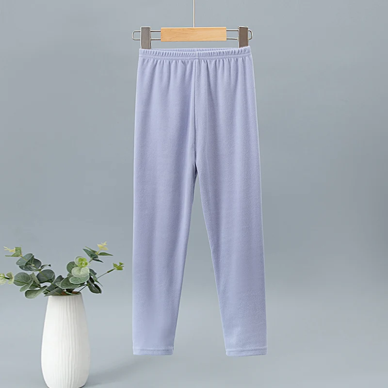 Children's autumn and winter solid color pants boys and girls comfortable warm pajamas home pants soft
