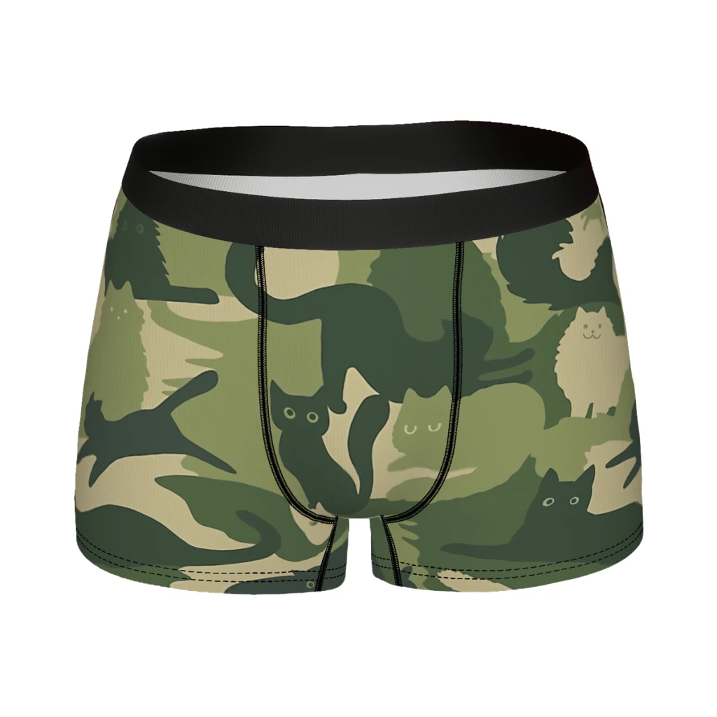 

Camouflage Pattern with Cats Green Cat Camo Underpants Cotton Panties Male Underwear Ventilate Shorts Boxer Briefs