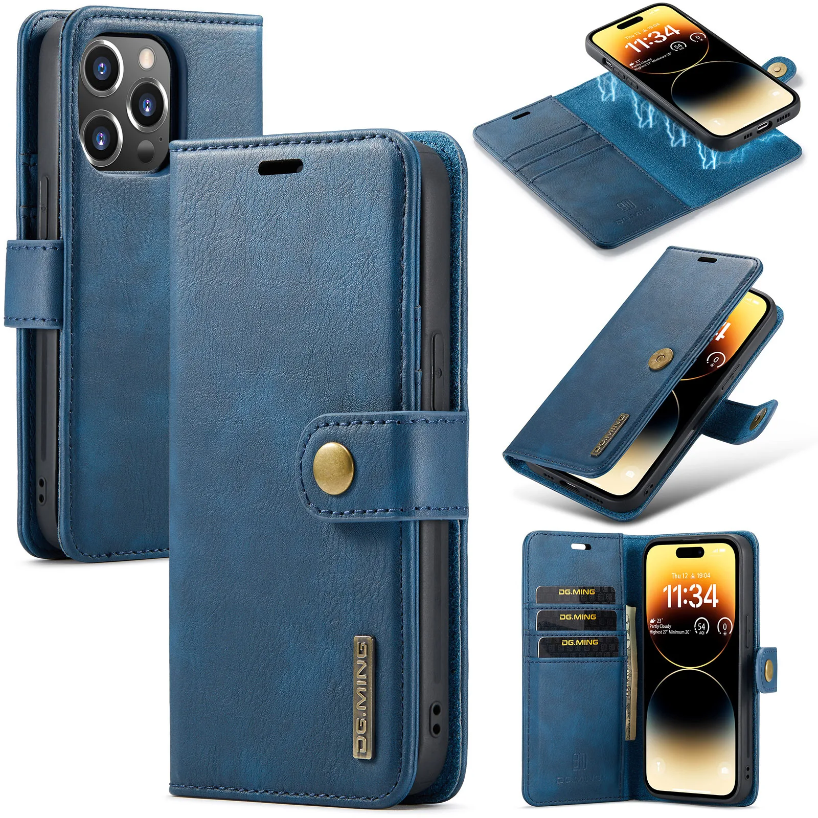 Versatile Detachable Leather Wallet Case with Magnetic Card Holder