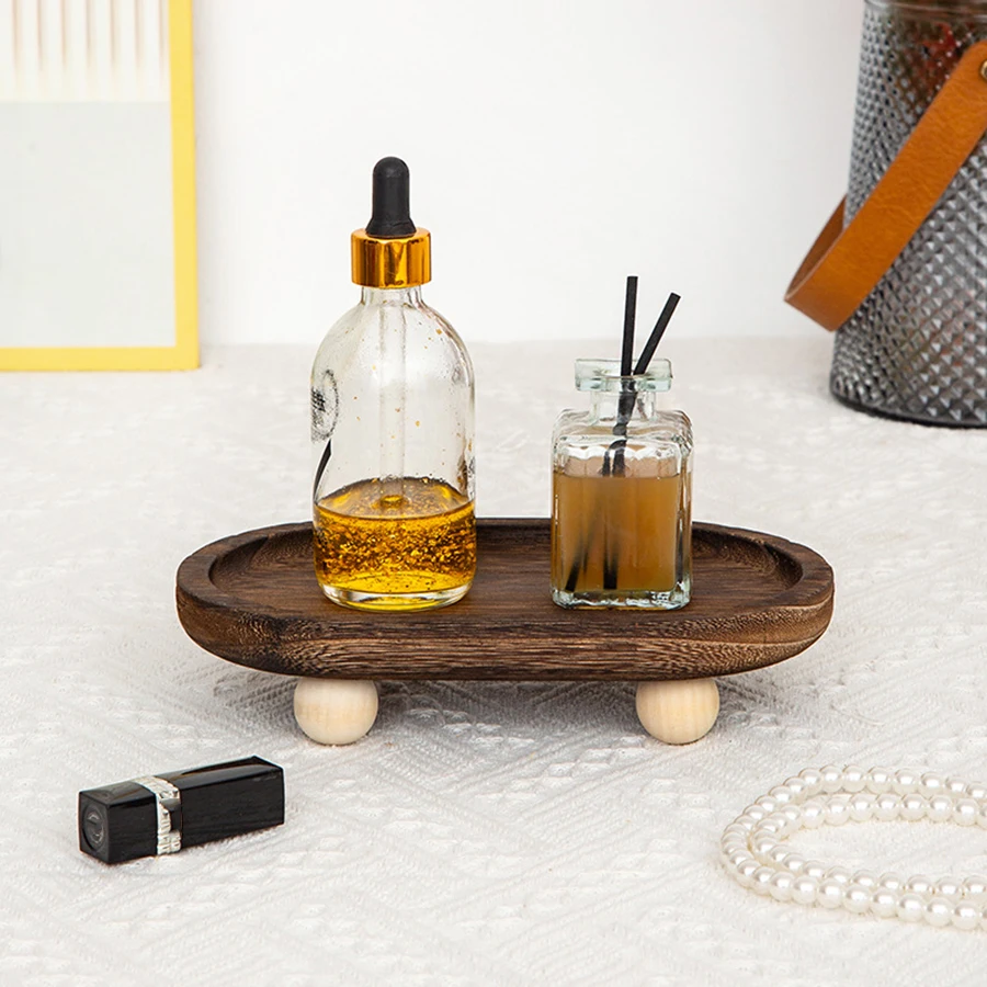 1pc Multi-functional Wooden Tray, Suitable for Aromatherapy, Key Storage, Etc. Elliptical Design