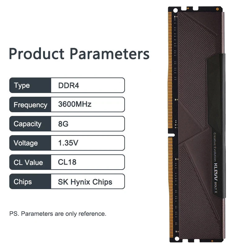 Klev-ビデオゲームメモリ,ボルトx ddr4,容量8gb 16gb 3200mhz,3600mhz