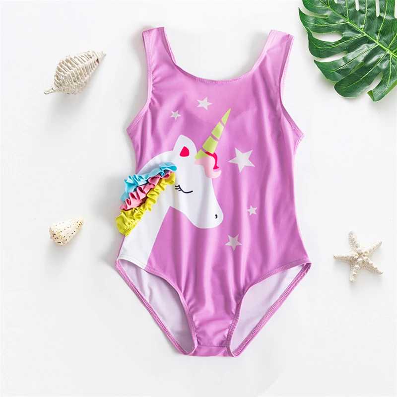 Baby Girls Unicorn Swimsuit One Piece Summer Backless Bathing Suits Children Swimwear Girls Swimming Outfits Kids Beachwear 1