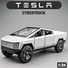 1:24 Tesla Cybertruck Pickup Alloy Diecasts & Toy Vehicles Metal Toy Car Model Sound and light Pull back Collection Kids Toys 1