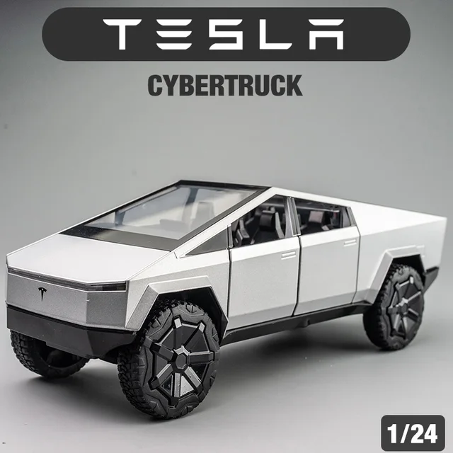 1:24 Tesla Cybertruck Pickup Alloy Diecasts & Toy Vehicles Metal Toy Car Model Sound and light Pull back Collection Kids Toys 1
