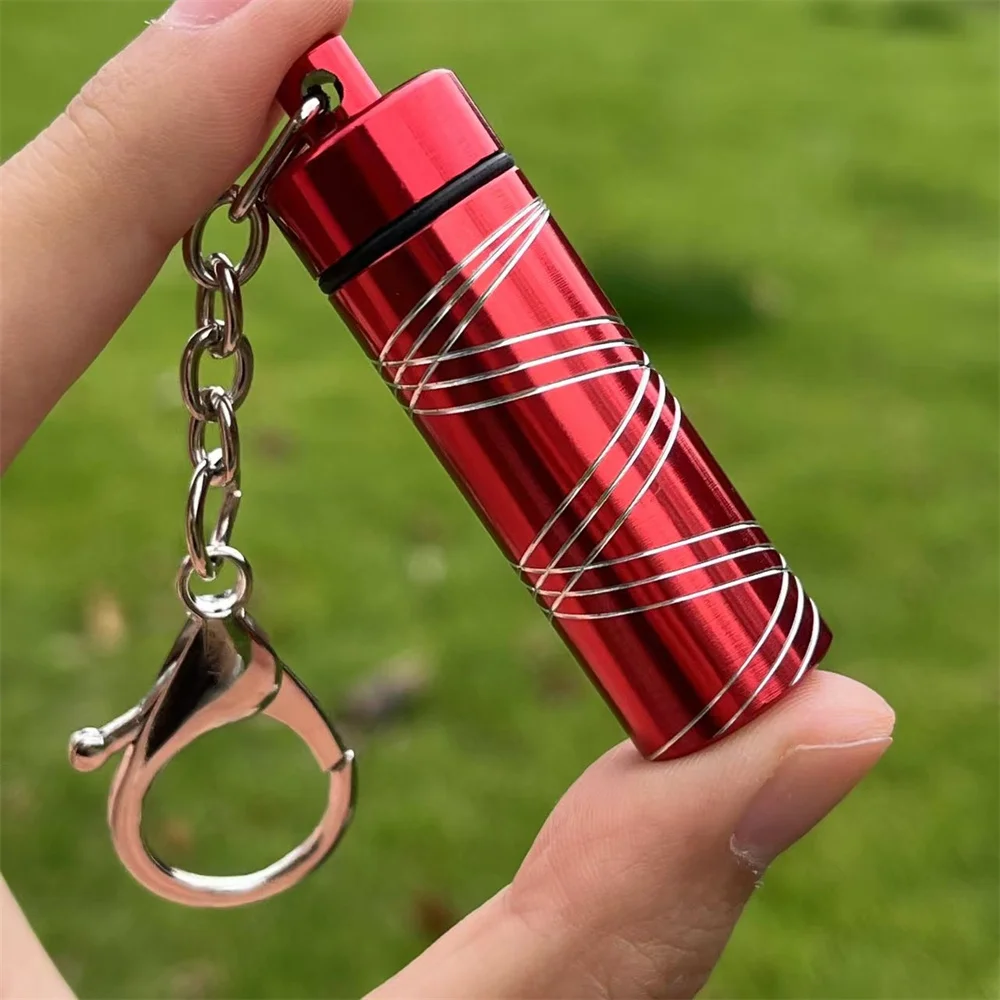 Embossed Aluminum Alloy Jar Medicine Box herb Box With Keychain Storage Tank Container Jars Smoking Accessories 3