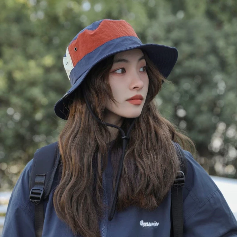 

Bucket Hats Japanese Fisherman Hat Women Summer Leisure Hat Camping Sunscreen Hats Windproof Hat Flat Designer Bucket Hat