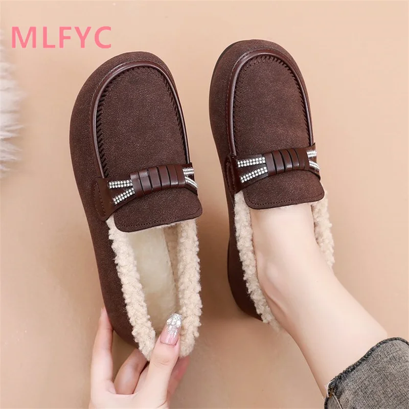 New Fashion Versatile Cotton Shoes Women's Plush Thickened Snow Boots Warm and Anti slip Cotton Shoes