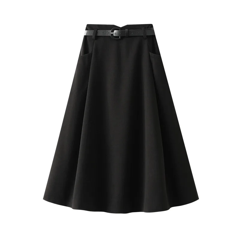 

Jupe Femme Ete Autumn And Winter Korean High Waist Pleated A-line Mid Length Umbrella Skirt Woolen Half Length Skirt