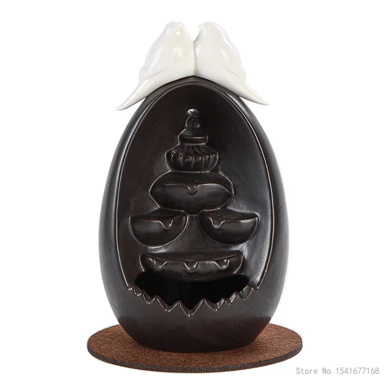 Creative Ceramic Backflow Incense Burner, Zen Home Bedroom Decor Ornaments, Aromatherapy Furnace, Sandalwood Agarwood Stove, 1Pc