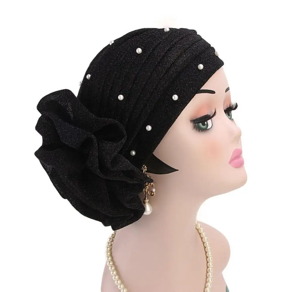 Muslim Headwear Faux Pearl Muslim Turban Hat Hijab Caps Islamic Underscarf Bonnet For Woman Islamic Underscarf Women Hats Elastic Head Wrap