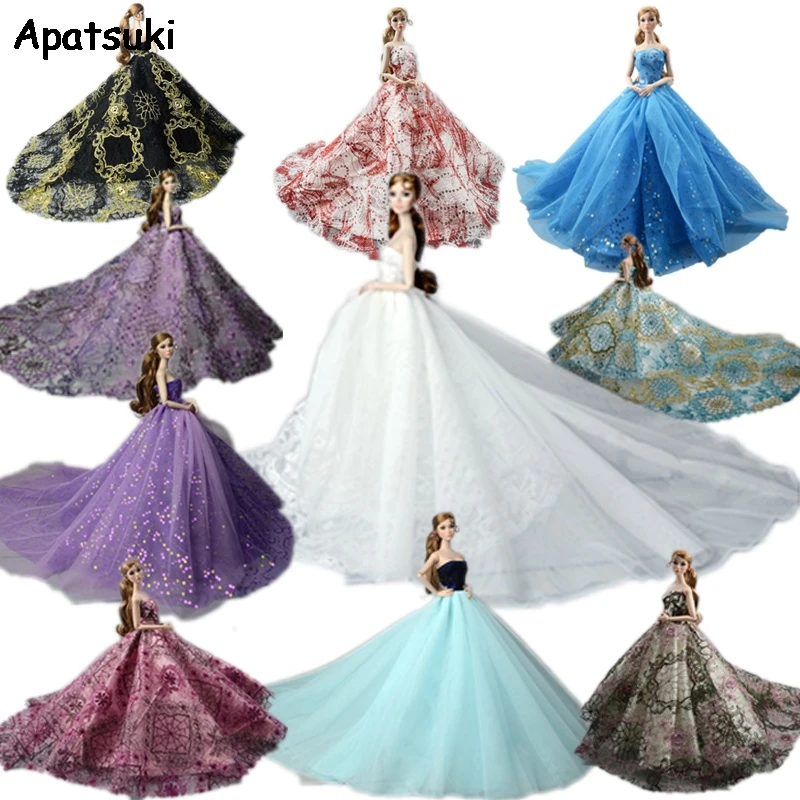 Handgemacht Prinzessin Hochzeit Kleid Abend Kleidung Für Barbie Puppe Zubehör #C 