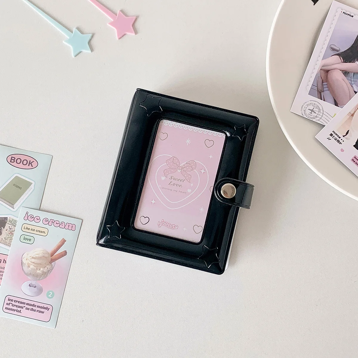 INS Koreanische Mode Einfarbig Stern Transparent Druckknopf Karte Album Nette Mädchen Idols 3 Zoll Foto Lagerung Album Polaroid rahmen – Detail 12
