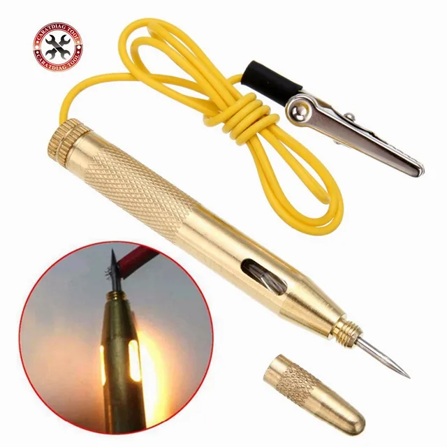 ¡Oferta! Probador de circuito de luz de coche automático, lámpara de voltaje DC 6V 12V 24V, bolígrafo de prueba de cobre, Detector de sonda, sistema de luz, lámpara de sonda de prueba