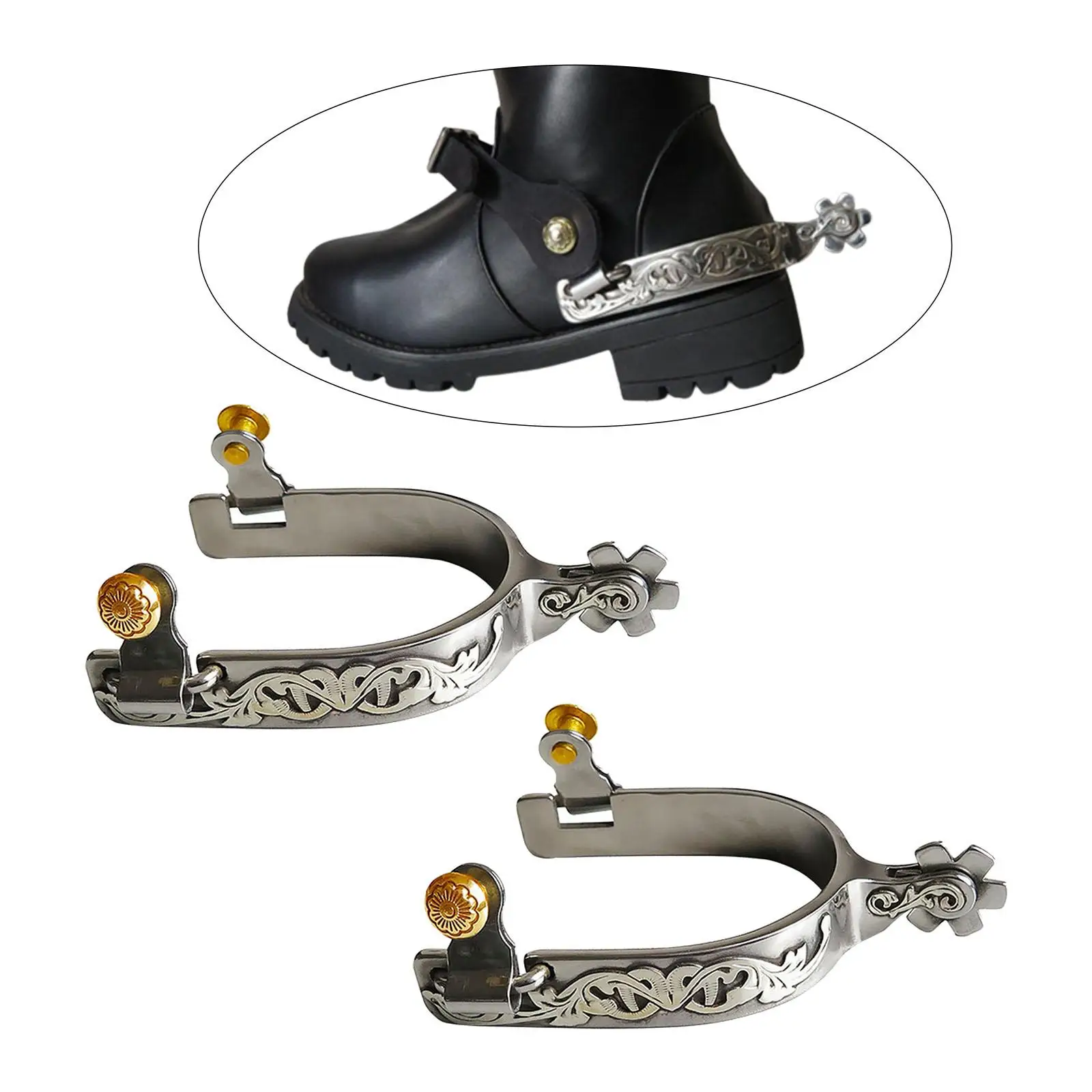 2 Pieces Horse Spurs Cowboy Spurs for Competition Training Riding Equestrian 2 Pieces Horse Spurs Cowboy Spurs for Competition Training Riding Equestrian